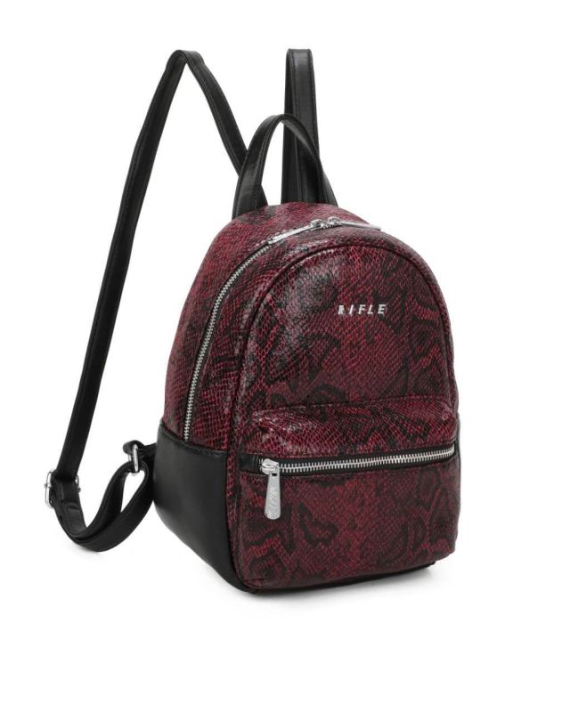 Prodotto: RIFLE - Zaino bordeaux pitonato con tasca frontale