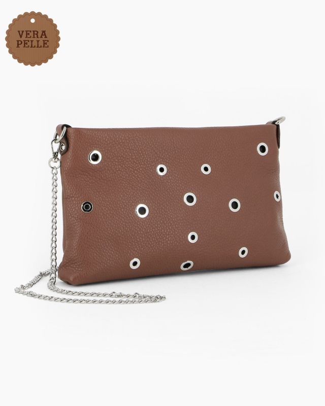 Prodotto: DIVAS - Tracolla marrone in VERA PELLE con occhielli