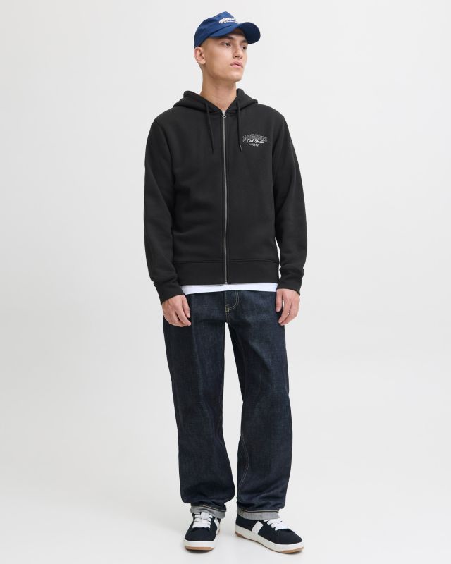 Prodotto: JACK&JONES - FELPA CON CAPPUCCIO FULL ZIP NERA CON LOGO DA UOMO