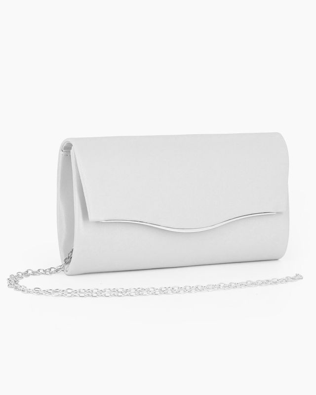 Prodotto: MISS GLOBO - Pochette bianca con patta dettaglio argemto