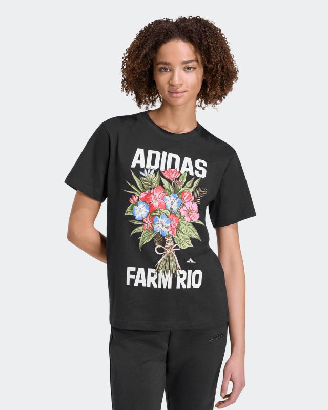 Prodotto: ADIDAS -  T-SHIRT MEZZA FARM FLOWERS NERA CON DETTAGLI FLOREALI DA DONNA, KR0281