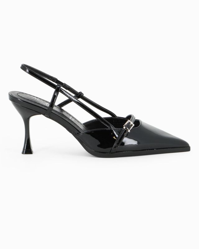 Prodotto: MISS GLOBO - Décolleté slingback nera in vernice con sottopiede in memory foam, tacco 7,5CM