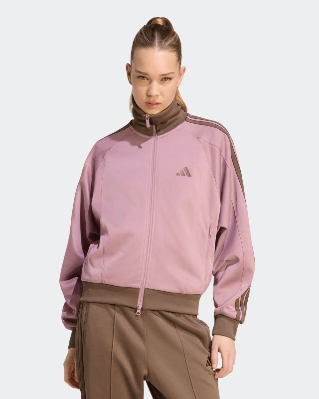 Prodotto: ADIDAS -  GIACCA DA ALLENAMENTO FULL ZIP  ST FD TRACK TOP ROSA CON DETTAGLI MARRONI DA DONNA,  KV0601
