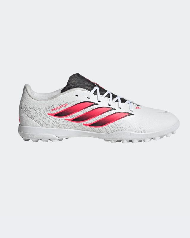 Prodotto: ADIDAS -SCARPA DA CALCETTO PREDATOR CLUB  BIANCA CON DETTAGLI ROSA FLUO, NERI E GRIGI  DA UOMO, IH2115