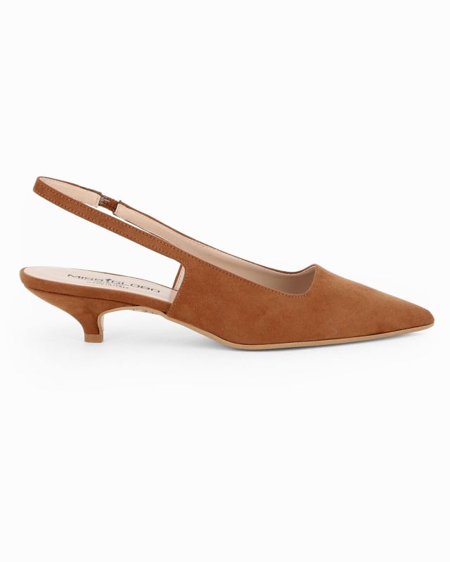 Prodotto: MISS GLOBO - Décolleté slingback cuoio scamosciata, tacco 3,5CM - MADE IN ITALY