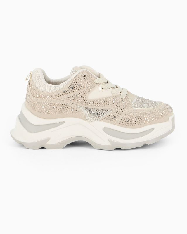 Prodotto: TATOO - Sneakers beige in strass con lacci