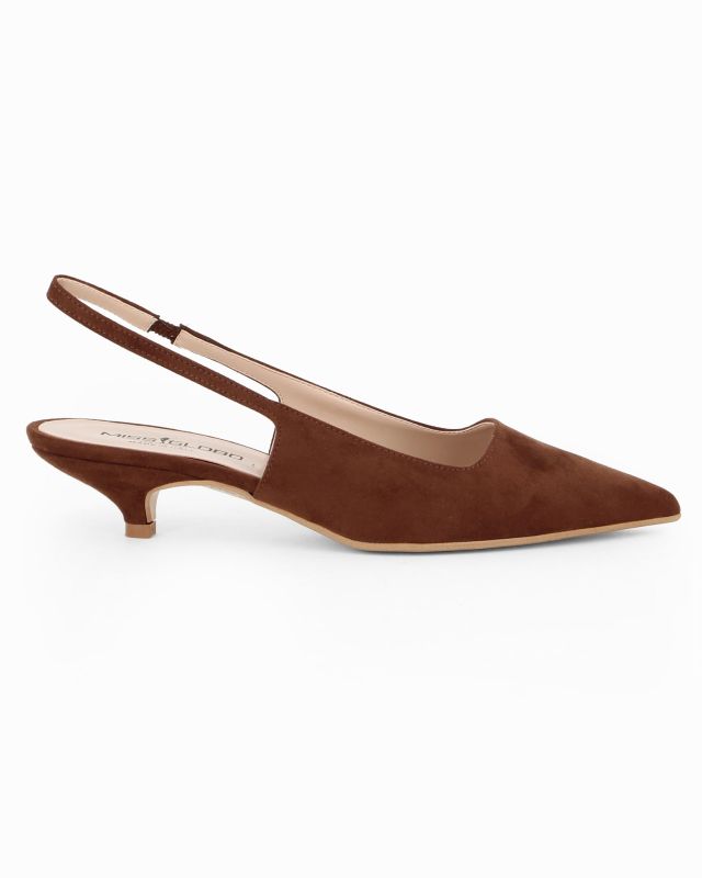 Prodotto: MISS GLOBO - Décolleté slingback testa moro scamosciata, tacco 3,5CM - MADE IN ITALY