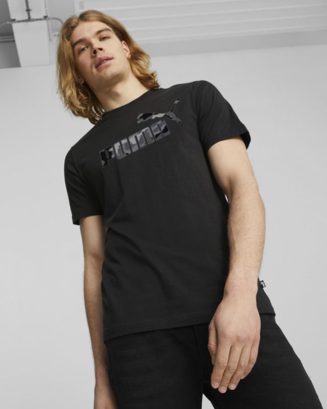 Prodotto: PUMA - T shirt da uomo nera con logo camouflage
