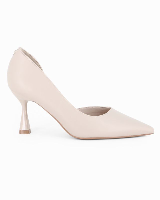 Prodotto: MISS GLOBO - Décolleté beige con sottopiede in VERA PELLE e scollo laterale, tacco 7,5CM