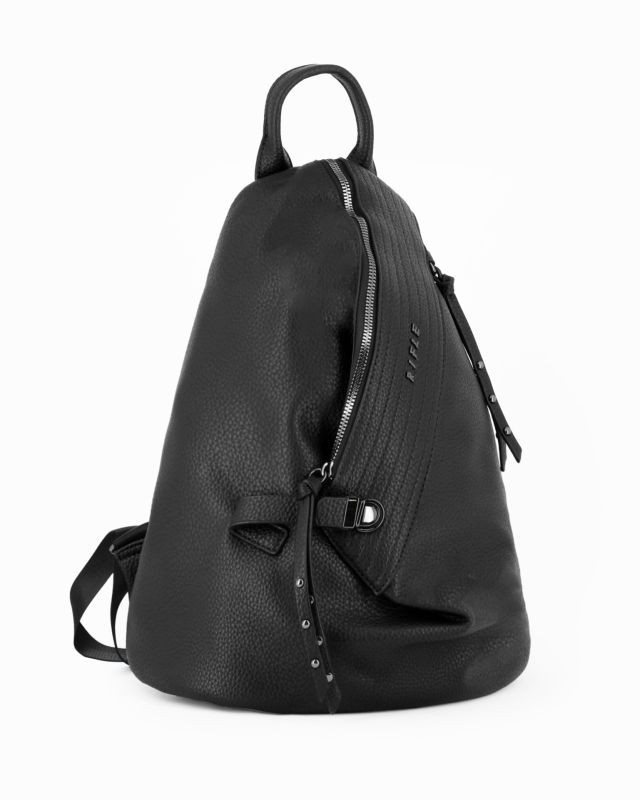 Prodotto: RIFLE - Zaino nero con zip centrale e pulsante a chiusura