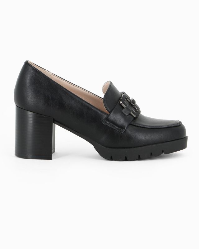 Prodotto: MISS GLOBO - Mocassino nero con sottopiede in memory soft e morsetto, tacco 7CM
