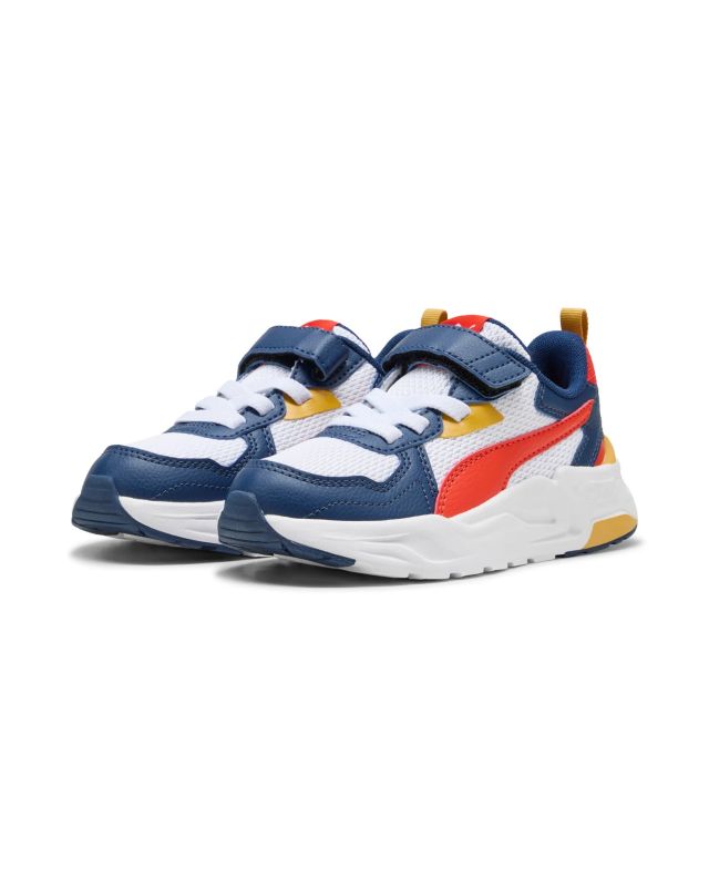 Prodotto: PUMA - Scarpa da bambino bianca con dettagli rosso, blu e giallo - TRINITY LITE AC+PS