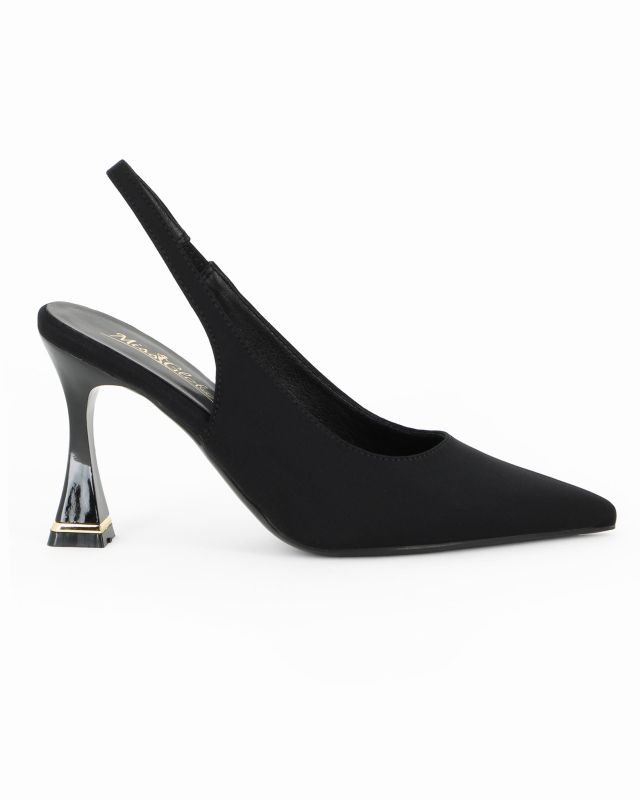 Prodotto: MISS GLOBO - Décolleté slingback nera in lycra, tacco 9CM