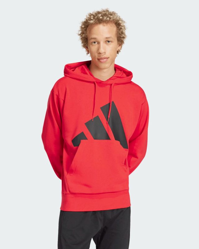Prodotto: ADIDAS - FELPA ROSSA DA UOMO CON CAPPUCCIO ESSENTIAL BIG LOGO - JE8894