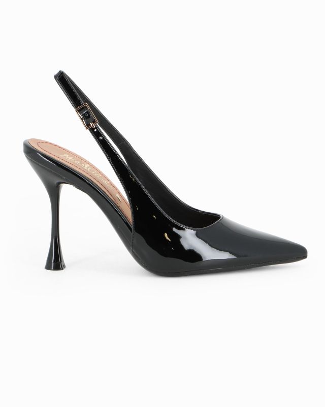 Prodotto: MISS GLOBO - Décolleté slingback nera in vernice, tacco 9,5CM