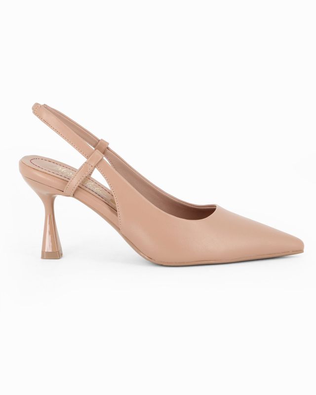 Prodotto: MISS GLOBO - Décolleté slingback beige con sottopiede in VERA PELLE, tacco 7,5CM