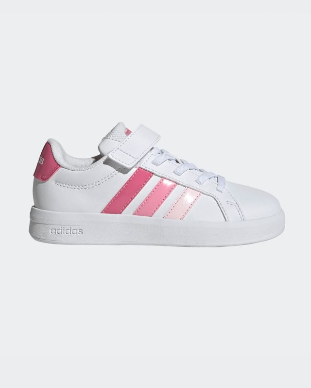 Prodotto: ADIDAS - SCARPA BIANCA GRAND COURT 3.0 STRISCE ROSA DA BAMBINI 28-35 -  KJ4370