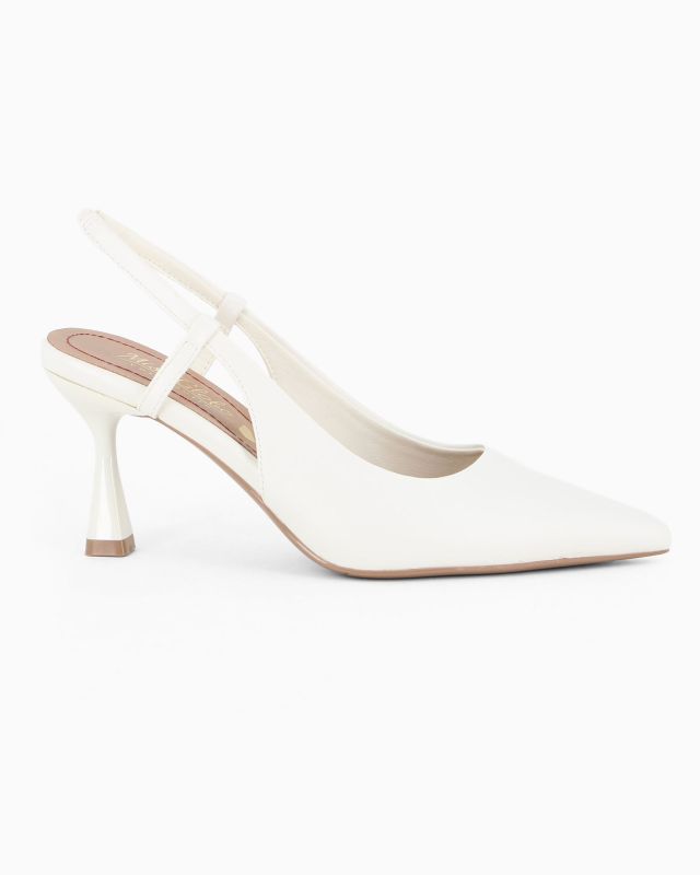 Prodotto: MISS GLOBO - Décolleté slingback bianca con sottopiede in VERA PELLE, tacco 7,5CM