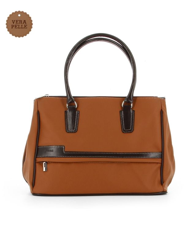 Prodotto: DIVAS - Borsa due manici cuoio in VERA PELLE con zip orizzontale frontale, MADE IN ITALY