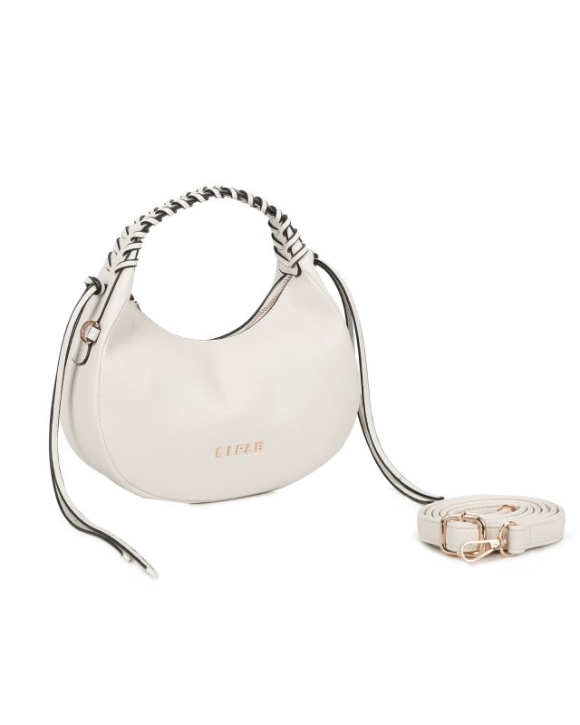 Prodotto: RIFLE - Minibag beige con manico intrecciato, tracolla removibile
